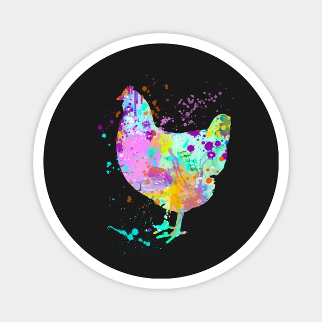 Chicken Watercolor Splash Art Love Chickens Magnet by joannejgg